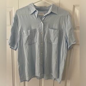 Wilfred Free light blue short sleeve button up blouse- SZ Small